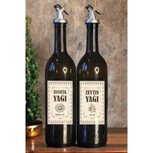 Yvz Store Cam Yağ Şişesi Seti 2'li, 750 ml Zeytinyağı & Ayçiçek Yağı Dispenseri, Su Geçirmez Etiketli, Sızdırmaz Otomatik Dökme Başlıklı, Şık & Dayanıklı Yağlık Yağdanlık Set