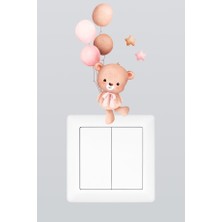 Pinkipay Sevimli Baloncu Ayıcık Çocuk Odası Dekoratif Priz Stickerı (Figür 3)