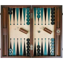 Saray Tavla Premium Tavla Seti Maple-Green Amerikan Cevizi ve Akçaağaç Materyal ile 32 Parça