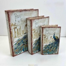 Dekor Arya Tavus Kuşu Desenli 3’lü Kitap Kutu Seti