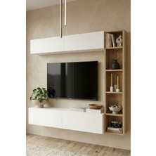 Robin Home Tara Tv Ünitesi Kitaplık Duvara Monte Sepet-Beyaz