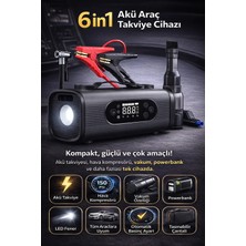 Goes 6in1 Akü Takviye Kompresör 150 Psı Hava Pompası Powerbank Vakum LED Fener Taşınabilir