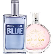Avon Erkek Parfüm Individual Blue ve Kadın Parfüm Wish Of Love 150 ml Hediyelik Set