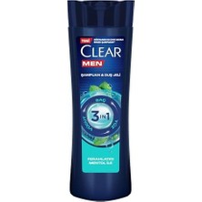 Esplendor Store Clear Men 3 In 1 Şampuan & Duş Jeli Ferahlatıcı Mentol Etkisi Saç Yüz Vücut Için 350 ml