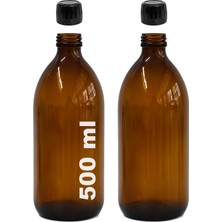 Esplendor Store Ecza Şişesi, 500 Ml, Kahverengi Cam, Plastik Contalı Kilit Kapak, Hava ve Sıvı Sızdırmaz, 28MM Ağız Çaplı, Parfüm Demlemek Için Uygun, 2 Adet (500 Ml, Siyah Kapak)