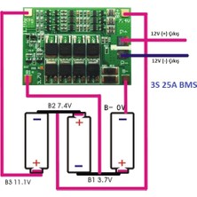 Micron 3s 25A 12V Balans Bms Lipo 18650 Lityum Pil Şarj Devresi