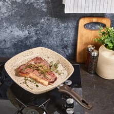 Falez Creamy Granit Kare Tava 28 Cm