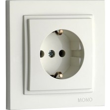 Mono Krem Renk Topraklı Elektrik Prizi 1 Adet Estetik ve Güvenli Kullanım İçin (Çerçeve Dahil Değildir)