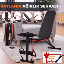 Relaxus Ev Tipi Çok Fonksiyonlu Dambıl Bench Press ve Mekik Sehpası Antrenman Aleti Direnç Lastiği Hediye