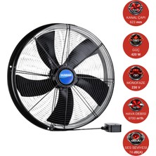 Dündar 60 cm SM 60 S 1400 D/D 220 230 Volt Monofaze Aksiyal Tip Soğutmalı Sanayi Fanı Aspiratör