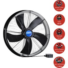 Dündar 60 cm ST 60 S 1415 D/D 380 400 Volt Trifaze Aksiyal Tip Soğutmalı Sanayi Fanı Aspiratör