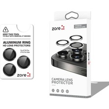 Esplendor Store Zore Ile Uyumlu 16 Pro 16 Pro Max Cl-12 Premium Safir Parmak Izi Bırakmayan Anti-Reflective Kamera Lens Koruy Siyah