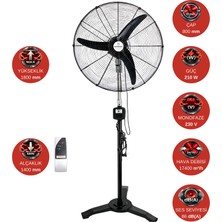Dündar SV 75 (30") 75 cm 210 watt 17400 m3/h 1300 DD 220/230 volt Monofaze Uzaktan Kumandalı Ayaklı Sanayi Tipi Vantilatör