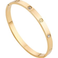 Trenddora Gold Renk Alaşım Kelepçe Taşlı Bileklik