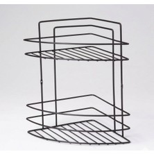 Efemark Efe Mark Premium 2 Katlı Köşeli Duş Rafı Paslanmaz Siyah