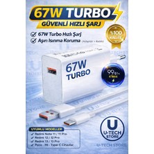 utechno Type-C 67 Watt Turbo Hızlı Şarj Aleti Adaptör+Kablo(Set) 67W (Watt) Xiaomi Redmi Note 11/11PRO/12/12 PRO/13/13PRO Uyumlu Xiaomi,realme,oppo (67W Destekleyen Type-C Cihazlar)