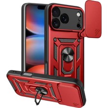 iPhone 17 Pars Lens Yüzüklü Silikon - Kırmızı