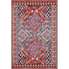 Cool Halı Beylerbeyi By 809 Kırmızı Vintage Halı Ev Oda Salon Halısı Yıkanabilir Eskitme Şönil Halı
