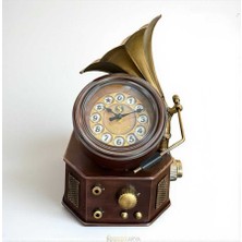Deco Vien Gramofon Tasarımlı Dekoratif Masa Saati (30×35 Cm)