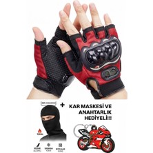 Edelvays Shop Korumalı EN13594 Sertifikalı Motosiklet Eldiveni Kırmızı Kısa