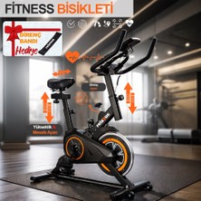 Relaxus Dikey Ev Fitness Bisikleti LED Ekran Kardiyo Egzersiz Aleti Spinning Bike Nabız Direnç Lastiği Hediy