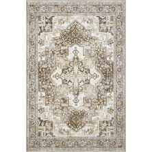 Cool Halı Beylerbeyi By 803 Krem Etnik Vintage Halı Oda Salon Halısı Yıkanabilir Eskitme Şönil Halı