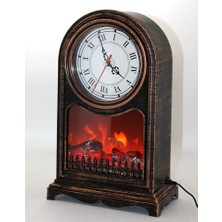 LED Işıklı Saatli Şömine