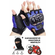 Edelvays Shop Korumalı EN13594 Sertifikalı Motosiklet Eldiveni Mavi Kısa
