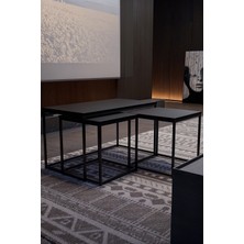 KODIGU Elora 3'lü Orta Sehpa | Siyah | 90X48X48 cm