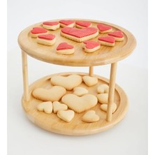 Janset Bambu Iki Katlı Dönen Sunumluk,baharat Standı,kurabiye Standı,sunum Tabağı