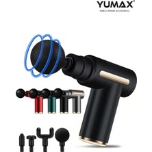 Yumax 6 Kademeli Masaj Tabancası | Derin Doku Kas Gevşetici | 4 Başlıklı | Sessiz | 1800 Mah Şarjlı