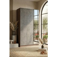 Robin Home Montana 3 Kapaklı Çekmeceli Aynalı Gardırop Gardrop Elbise Dolabı  Beyaz / Gri Mo1