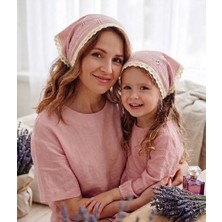 Mufin Collection Anne Kız Kombin Üçgen Muslin Bandana | Dantelli – Pamuklu Kumaş