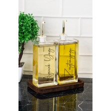 DNS Home Gümüş Kapaklı Cam Yağdanlık Seti 2'li 500ML Ayçiçek ve Zeytinyağı Etiketli Şeffaf Malzeme