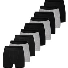 Deean Siyah Gri Erkek Pamuklu Boxer 9'lu Paket Desenli Rahat Kullanım İçin