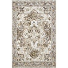 Cool Halı Beylerbeyi By 803 Krem Etnik Vintage Halı Oda Salon Halısı Yıkanabilir Eskitme Şönil Halı
