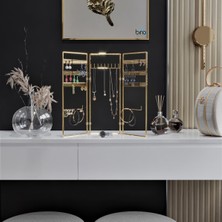 Bino Gold Altın 3'lü Takı Standı Organizer Yüksek Parlaklık 15x40 cm Çok Fonksiyonlu