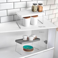 Esplendor Store Mutfak Düzenleyici Raf, Tezgah Üstü Organizeri, 30X14X15 Cm, Baharatlık ve Tabak Rafı, Dolap Içi Kullanıma Uygun (Beyaz, Küçük)