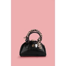 Westbag Siyah Fularlı Deri Görünümlü Kadın Küçük Boy Omuz Çantası