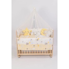 Jasmin Beşik Uyku Seti Sarı Yıldızlı 10 Parça + Cibinlik ve Aparatı Hediye