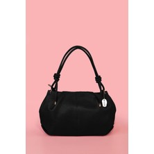 Westbag Kadın Dokulu Büzgülü Premium El ve Omuz Çantası Siyah