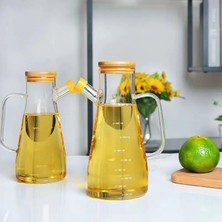 Back Sine Cam Yağdanlık Sirkelik  2 Adet – Borosilikat Cam, Bambu Kapaklı, Sızdırmaz ve Şık Tasarım Sirkelik (Bambu Altlık Dahil Değil)