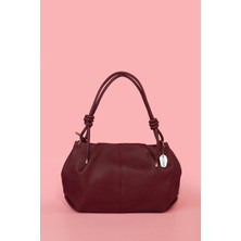 Westbag Kadın Dokulu Büzgülü Premium El ve Omuz Çantası Bordo