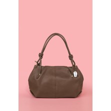 Westbag Kadın Dokulu Büzgülü Premium El ve Omuz Çantası Vizon
