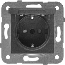 Esplendor Store Füme Kapakli Toprakli Priz Mekanizma+Düğme Kapak Çabuk Bağlanti Çarpma Karşıtı Çocuk Korumalı