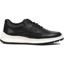 Celal Gültekin Erkek Siyah Bağcıklı Kalın Tabanlı Deri Sneaker