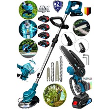 Lieber German Lm-S 21 Volt 4x Akülü Şarjlı Ağaç Dal Kesme Budama Testeresi Ot Çayır Çim Biçme Kesme Makinesi