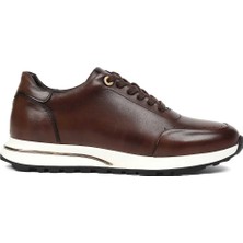 Celal Gültekin Erkek Kahverengi Bağcıklı Kalın Tabanlı Deri Sneaker