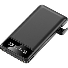 Ktools Boost Trio 10.000 Mah Powerbank Siyah – Dahili Kablolu, LCD Göstergeli