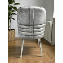 Msy Home 2 Kişilik Krom Ayak Gri Yönsüz Kumaş Modern ve Şık Sandalye Takımı